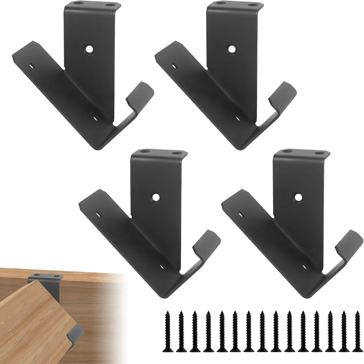 HANBENTYTEX 4x4 Pergola Post Top Rafter Bracket Kit – 14 Gauge Steel, Fits 3.5" Wood Posts, With Screws & Drill Bit