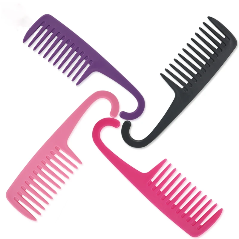 Большие широкие зубные гребни с крючком пластиковые распутывающиеся хорошо распутываются изогнутыми крючками расческа для уменьшения выпадения волос