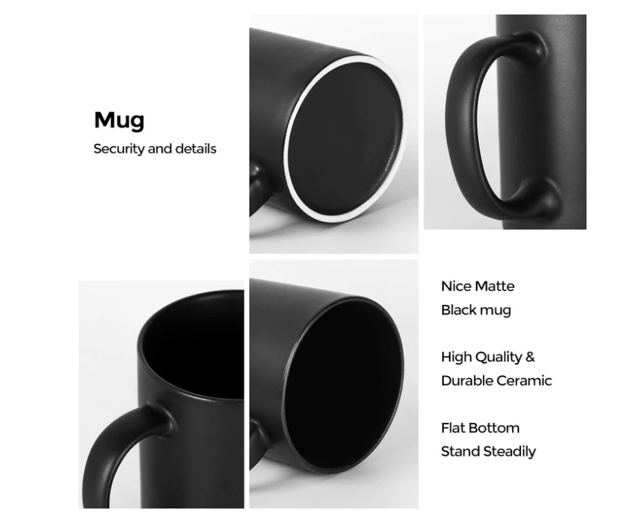 Customizable coffee mug, home ceramic mug, suitable for coffee, tea, cocoa and hot drinks, classic mug, matte black