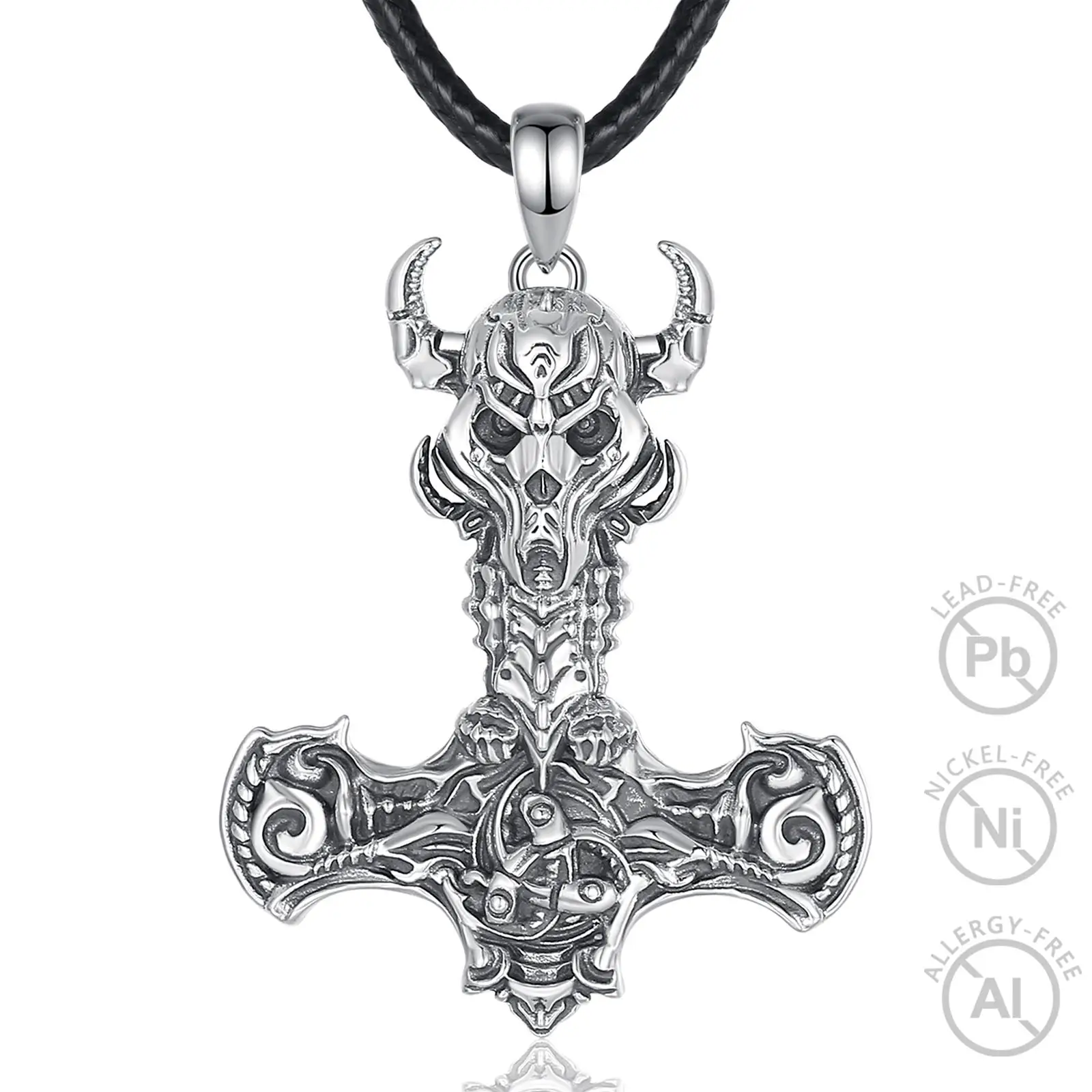 Collana Uomo Viking Odin – Testa Di Ariete Rune Nordiche – Ciondolo In Acciaio Inossidabile Stile Punk Gotico