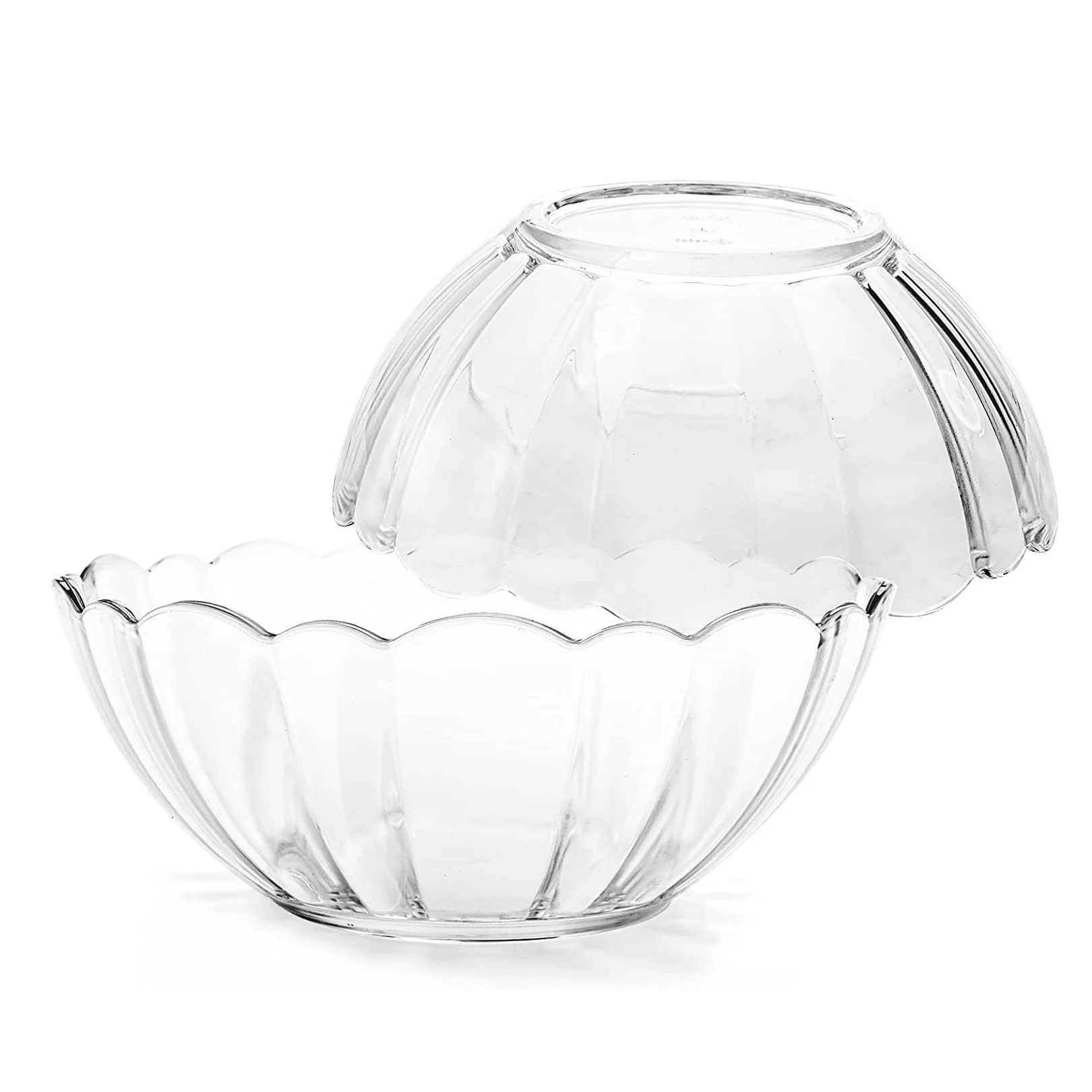 Flower-Shape Clear Glass Serving Salad Mixing Bowls for Lunch