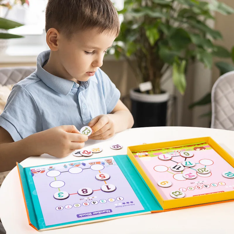 高品質な数字の算数おもちゃ 数学パズルブック 大人気 子供向け教育用知育玩具 幼児向けアクティビティ 再利用可能なステッカー付き絵本