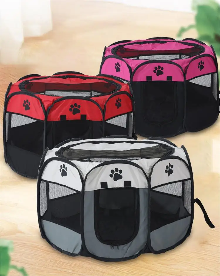 Foldable Pet Playpen Portable Outdoor Tent Crate Cage With Zipper Dog Cat Playpen manufacture