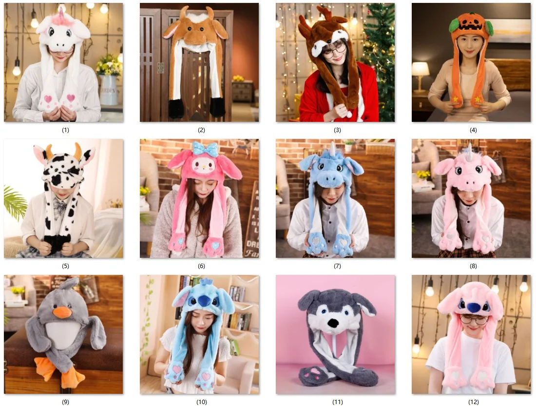 Custom Bunny Hat With Air Pumping And Moving Ears Plush Cute Animal Cap