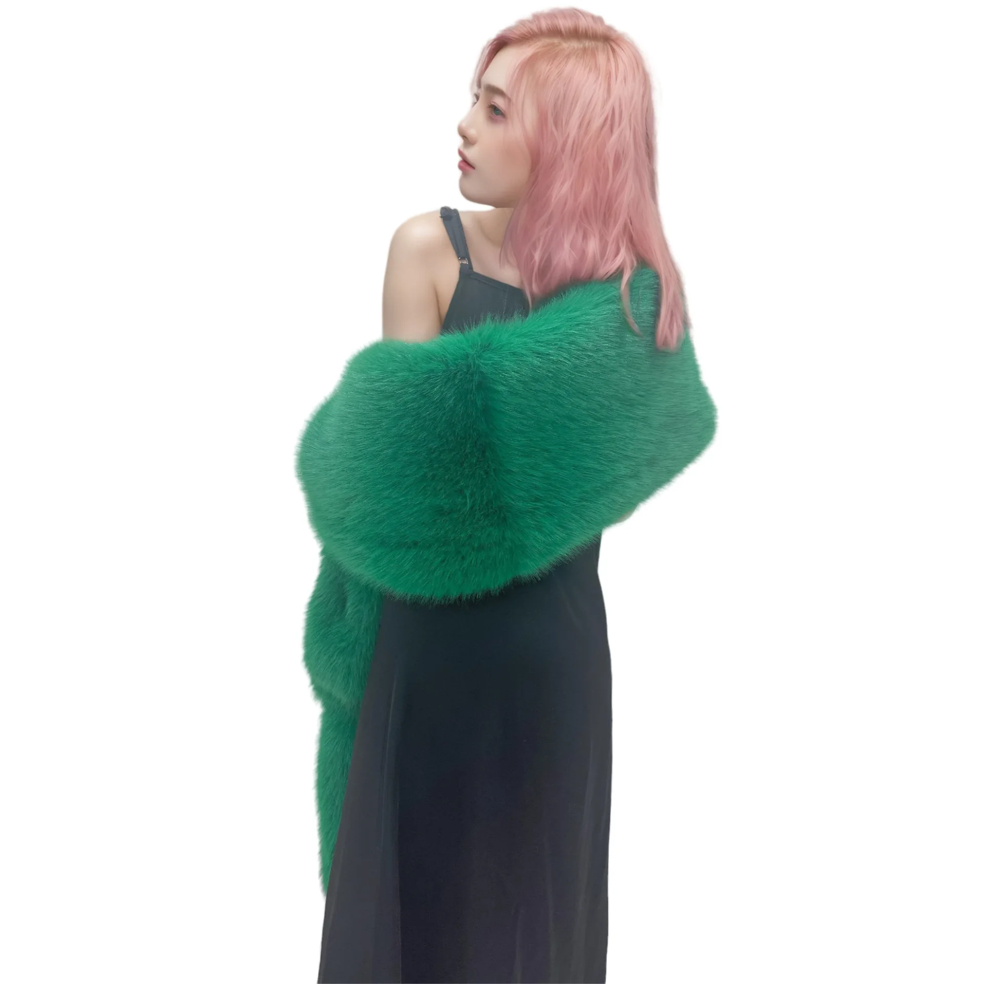 Winter Faux Fur Shawl Long Scarf Neck Warmer Women Fur Shawl Wedding Bridal  Dress Jacket Formal Evening Party Shrug Accessories