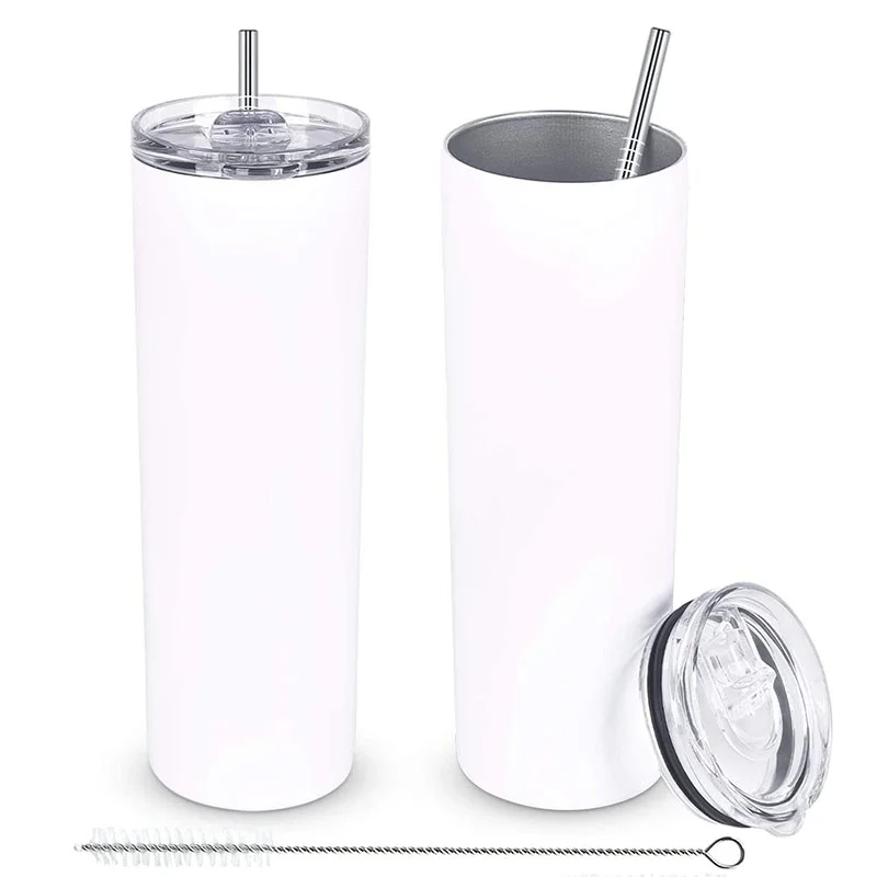 Personalized 20 Ounce Skinny Tumbler Cups with Lid & Straw - Customizable  Stainless Steel Drinkware for Parties & Events