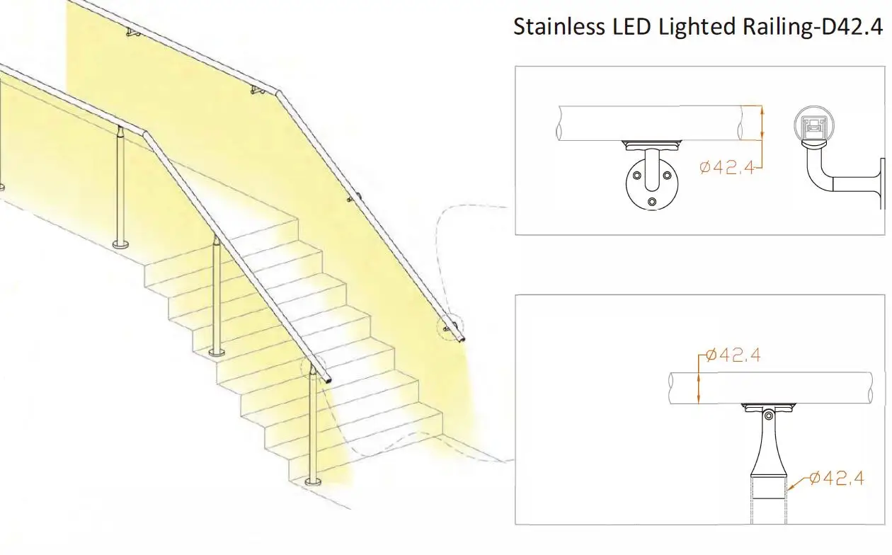 outdoor corridor step ladder exterior street integrated puck staircase ultra linear wall holder stair acrylic led handrail light