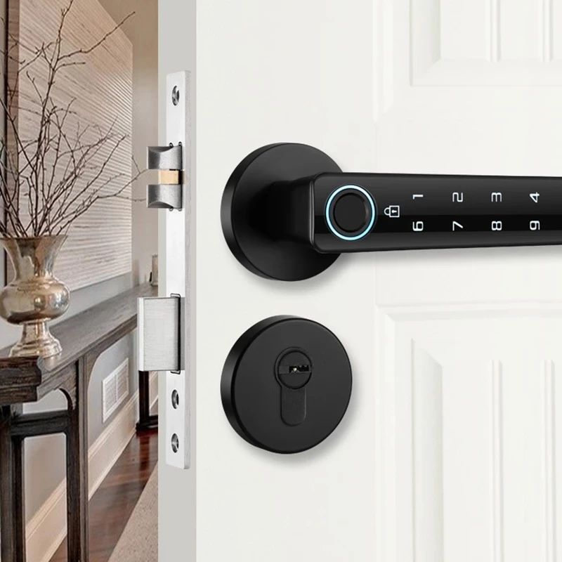 Biometric Fingerprint Password Handle Lock Auto Security Smart Door Lock for Home Electronic Fingerprint Door Lock