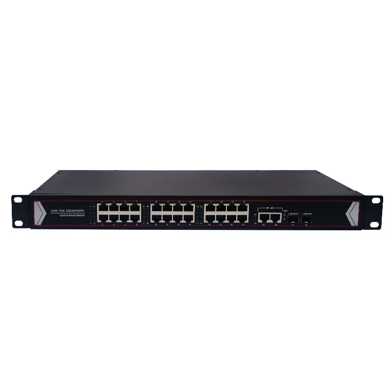 10/100/1000Mbps Switch PoE de 24 Portas Com 2 Uplink Gigabit 2 SFP 48V 260W Power Over Ethernet Switch POE+