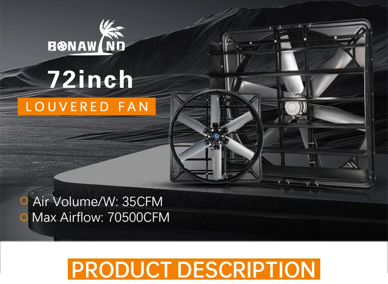 Electric Louvered Ventilation Fan, 72-Inch, 380-480v - detail 2