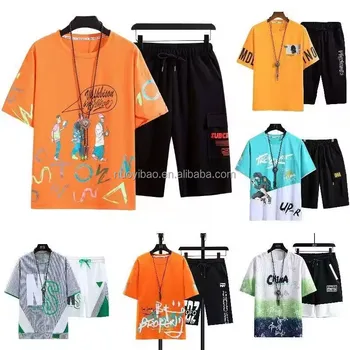 Summer Training&Jogging Wear Clothes Men Short Sleeve T Shirt and Shorts Set 2 Piece Shorts Track Suits Man Jogger Tracksuits