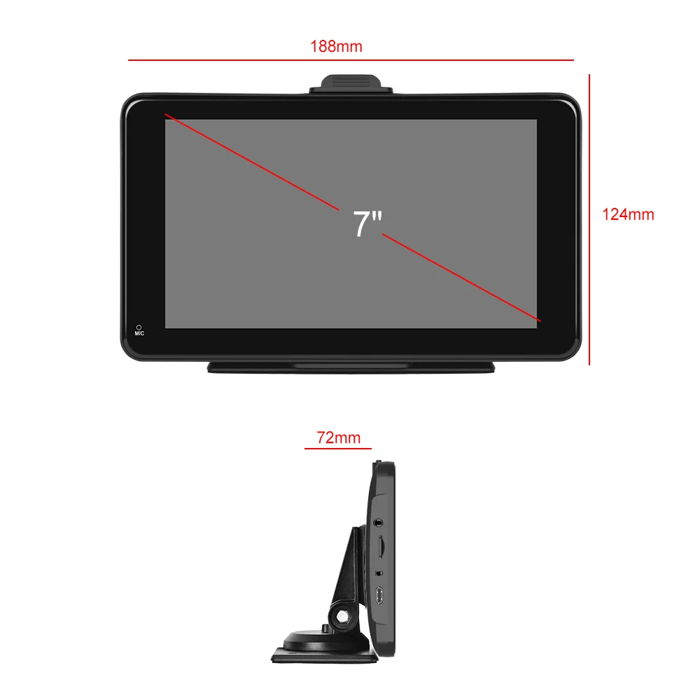 Podofo 7'' Portable Car Radio Stereo Autoradio Wireless Carplay Android Auto Wifi BT Touch Screen Smart Monitor Tablet TV