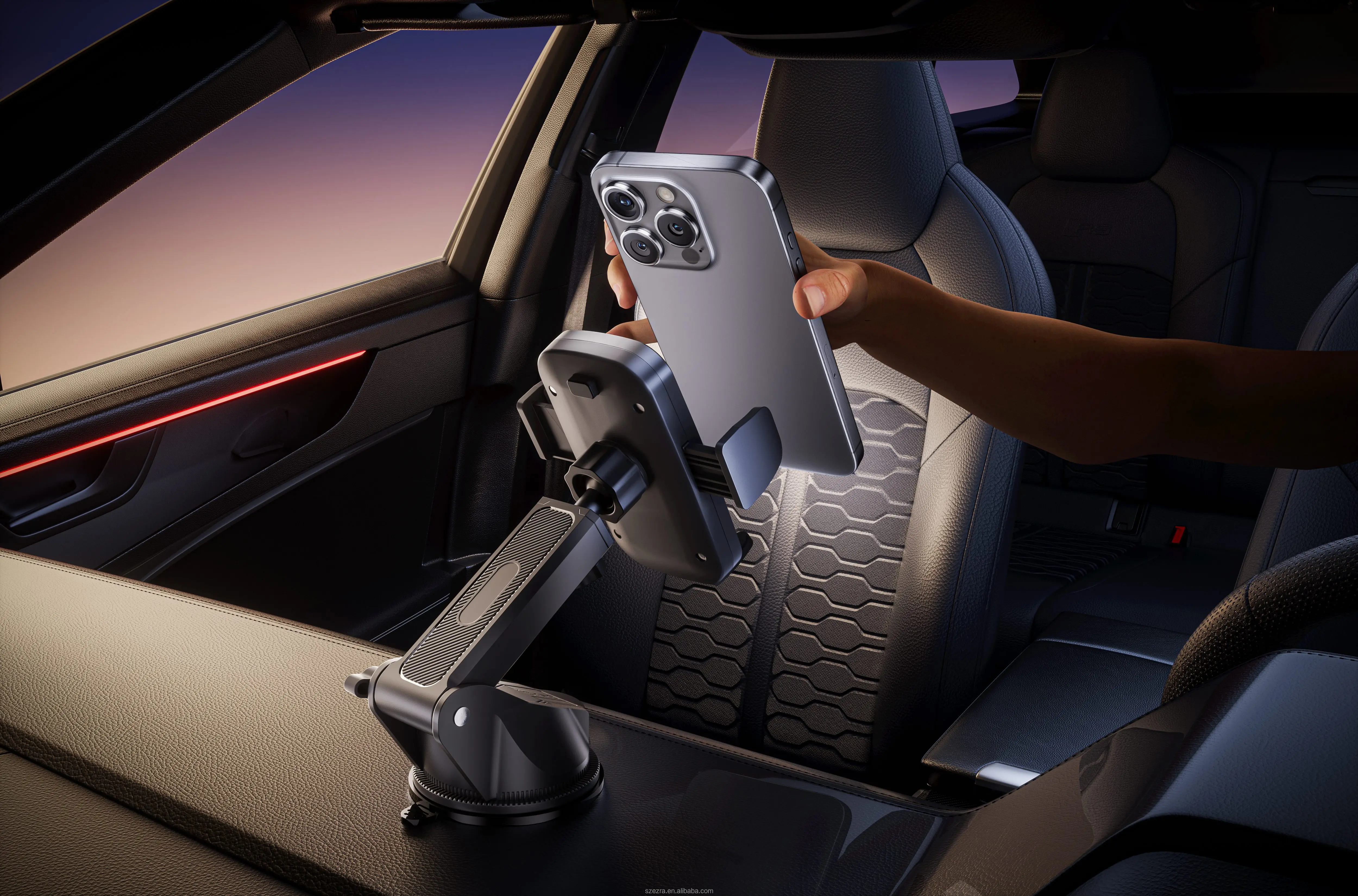 Suction Cup Car Phone Holder 360 Degree Rotating Universal Mount for Windshield Dashboard Strong Grip ABS Plastic EZRA HL146