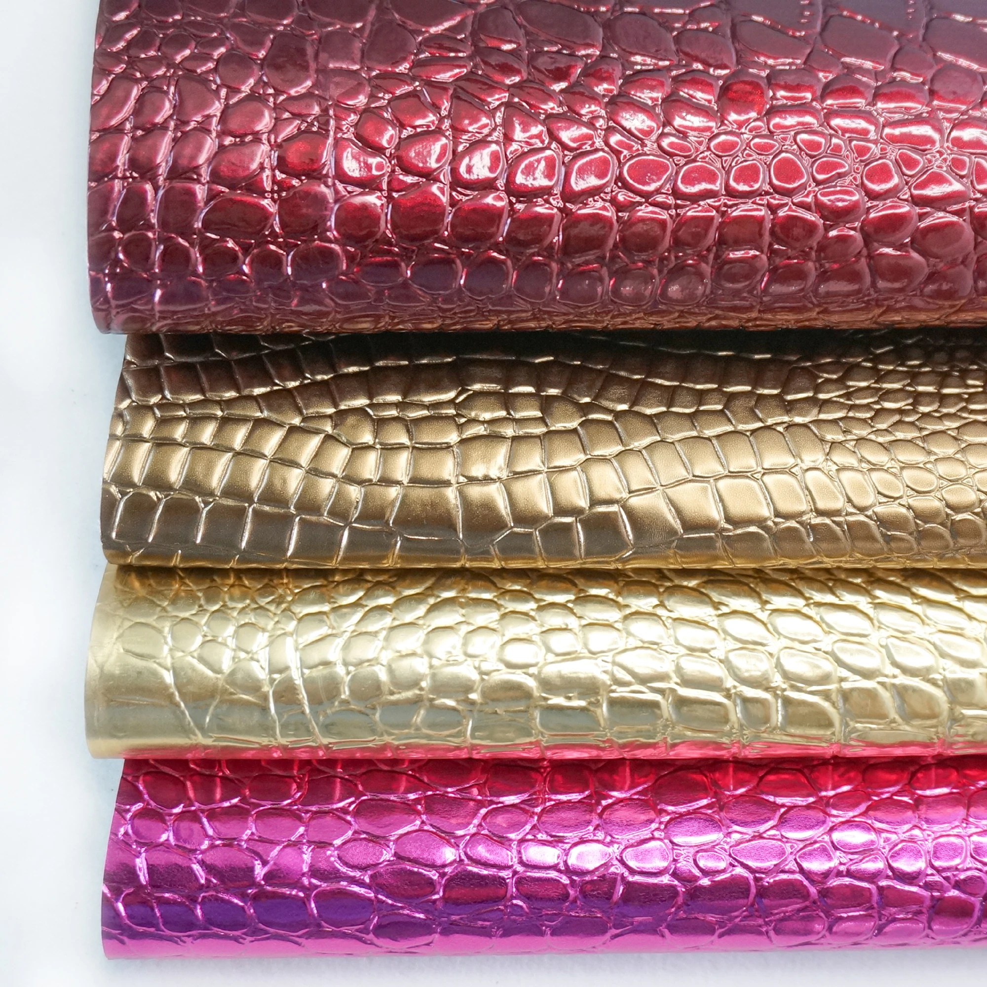 Customizable Animal Crocodile Skin Pattern PU Leather with Metallic Feel
