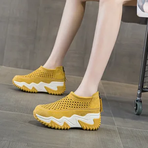 High quality thick sole height increasing breathable summer new casual and fashionable hollow hole breathable women's shoes