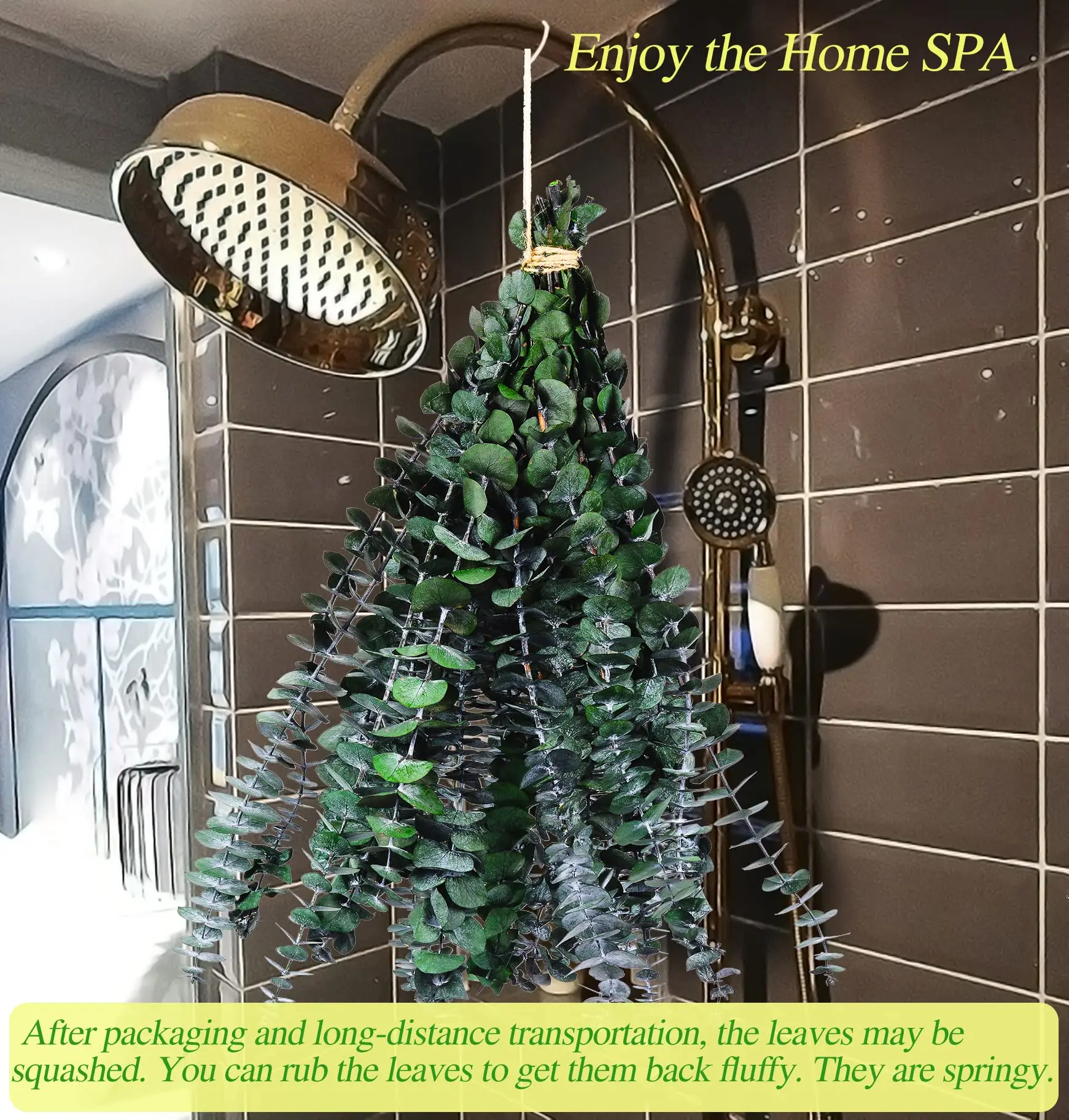 Gedroogde Eucalyptus Lavendel Bundel voor Douche Opknoping, Natuurlijke Echte Eucalyptus Bladeren Plantenstengels en Gedroogde Lavendel Bloemen Douche Plant voor Geur Boerderij Boho Badkamer