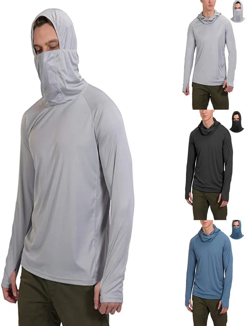 Blank Hooded Fishing Shirts Custom Made Sportswear Men Fishing