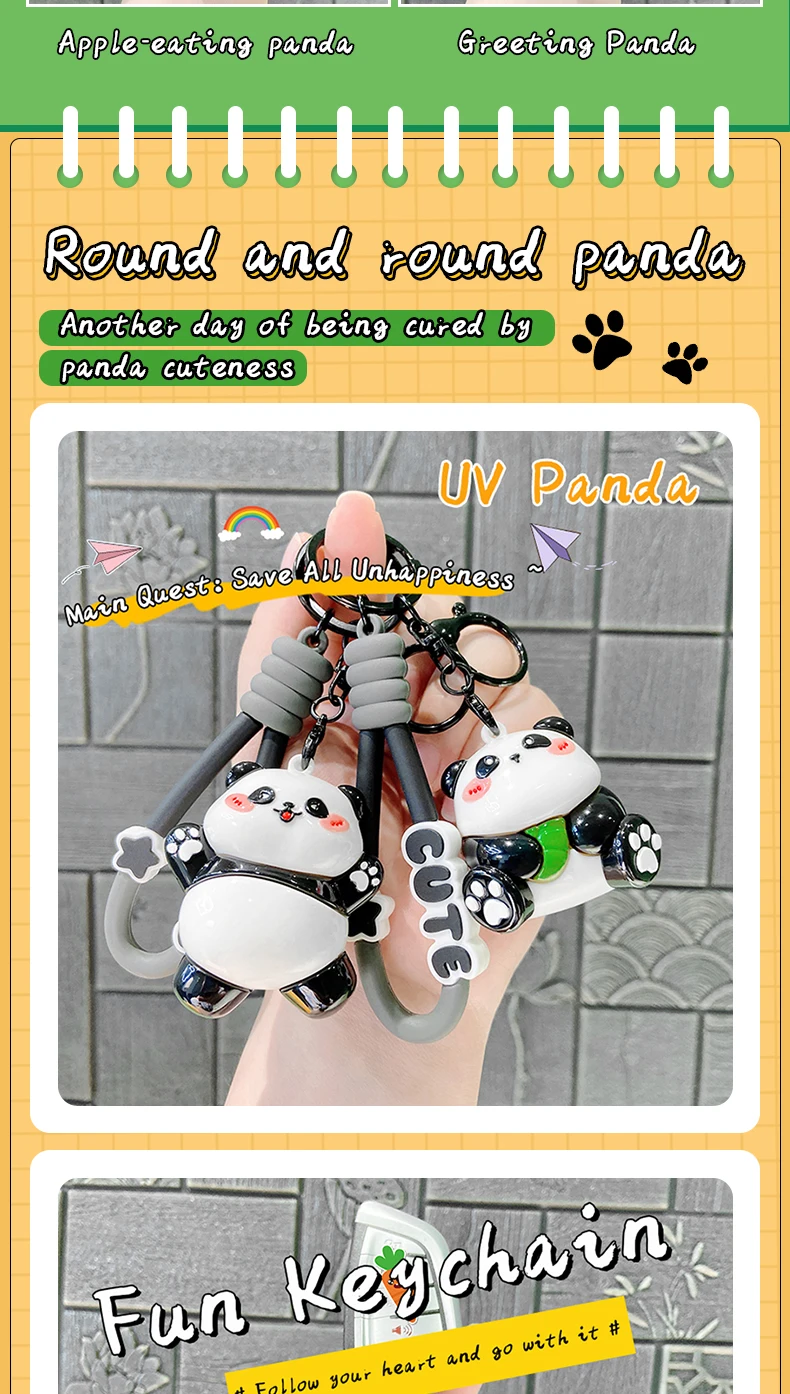 product cartoon pvc panda keychain electroplating four styles optional car keychain bag pendant christmas wholesale promotion rubber460-63