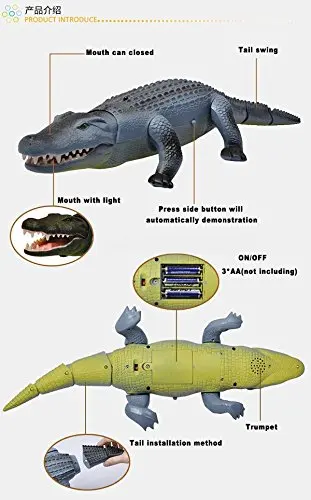 Q2 Jouet crocodile télécommandé 2,4 G – Animal RC nageur électrique avec mouvements amusants et efayants pour enfants – Jouet de tour prêt à l'eau