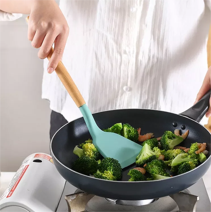 Kitchen Utensils Silicone Cooking Utensil Set Silicone Spoon Wooden