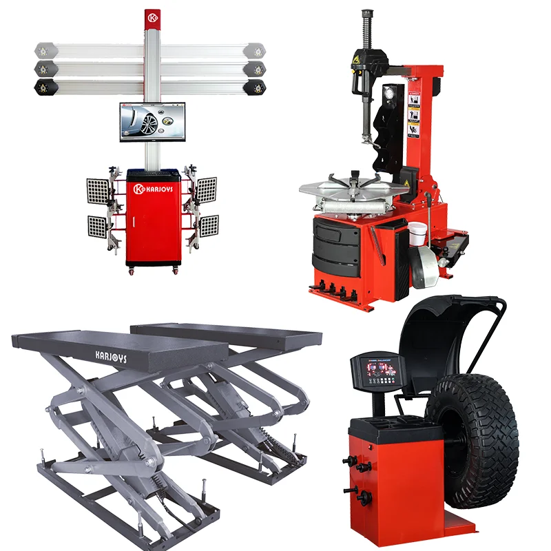 Karjoys Full Set Vehicle Equipment Hydraulic Car Lift Wheel Alignment Machine Tire Changer Wheel Balancing Combo