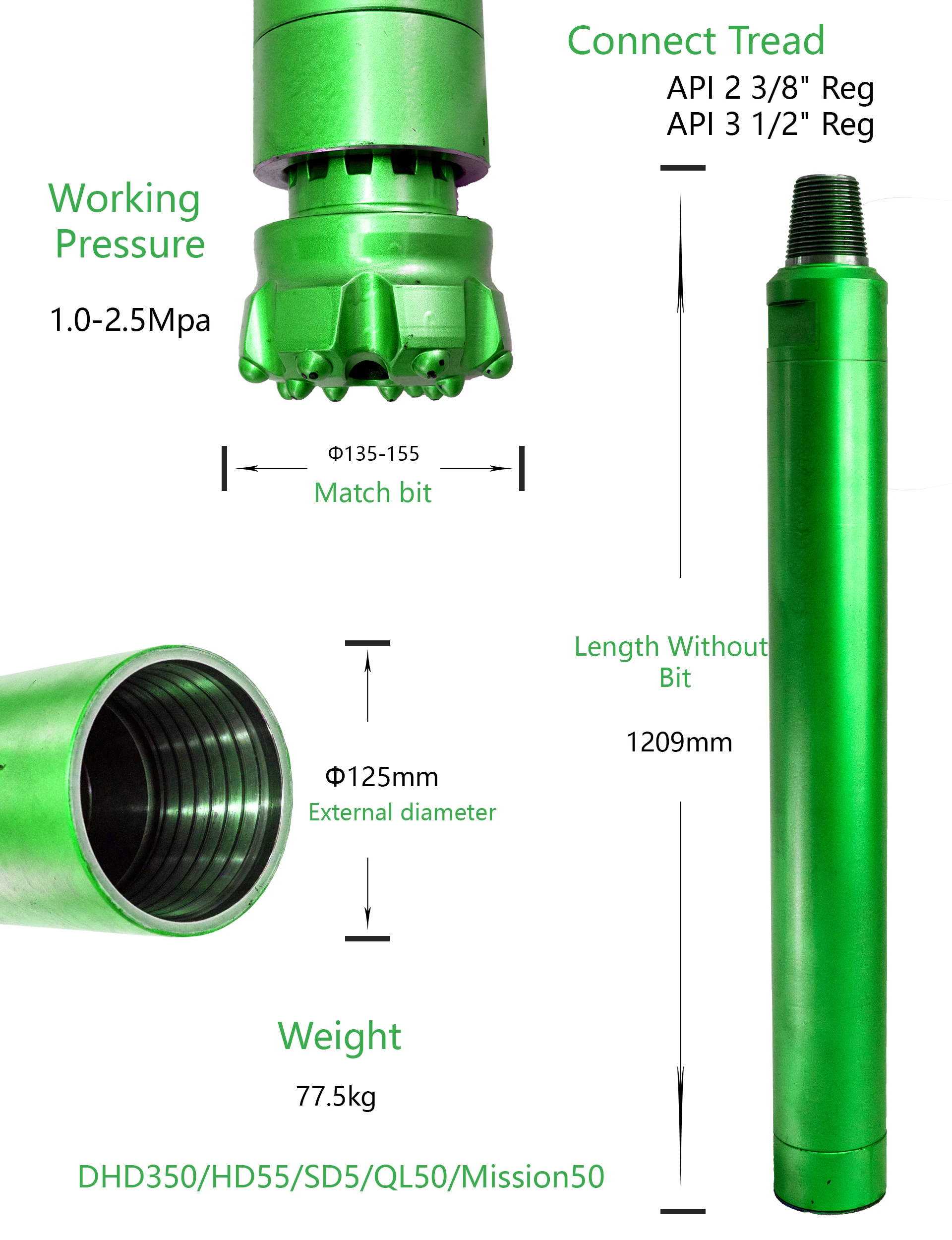 DHD350 DTH Hammer Drill - Efficient Borehole Drilling Tool