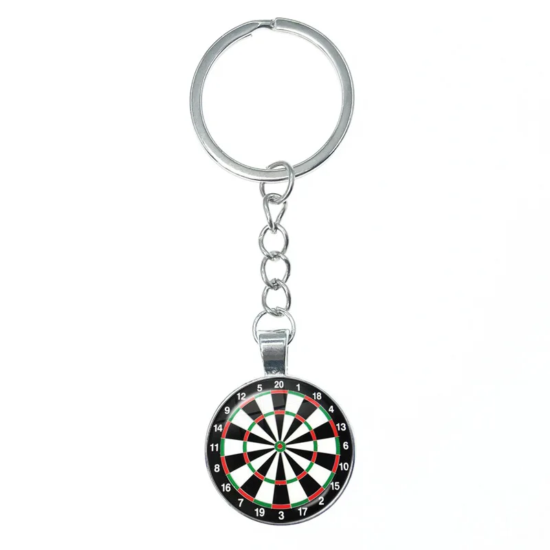 Fanhua Keychain Custom Blank Logo Dart Board Keyring Dart Disk Epoxy Sticker Dome Round Shaped Metal Keychain
