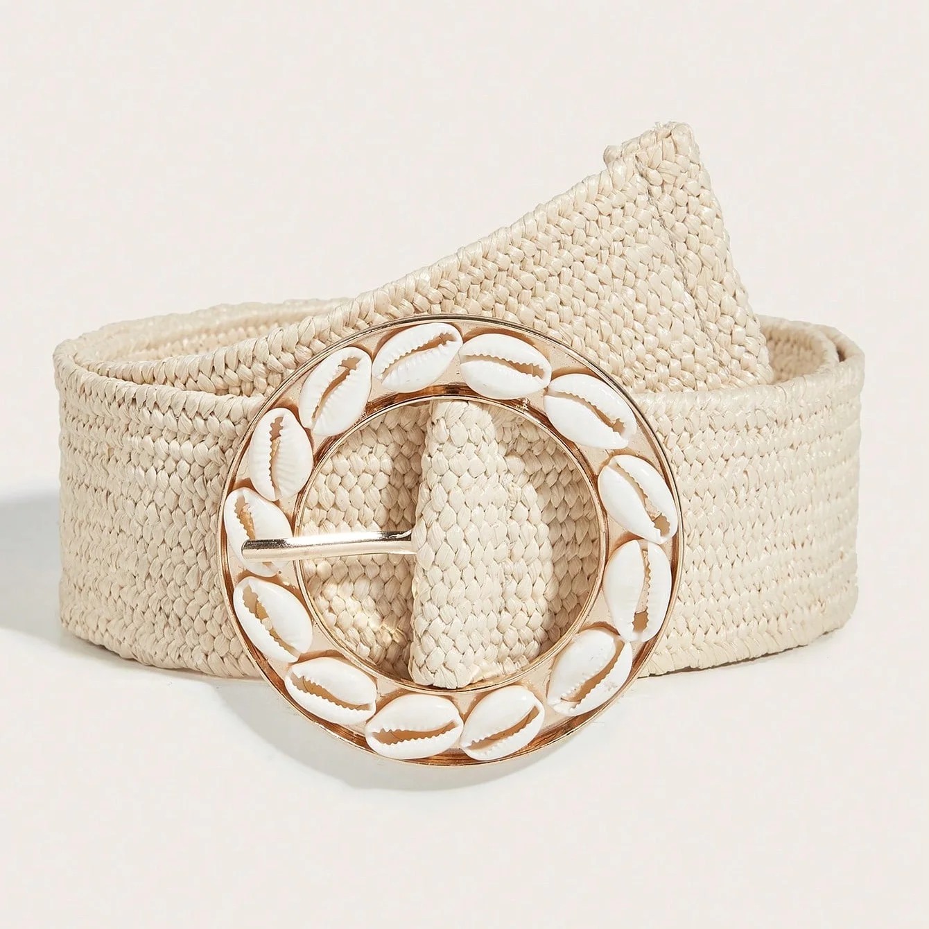 Rewin Summer Beach Conch Women Skinny Raffia Belt Boho PP 