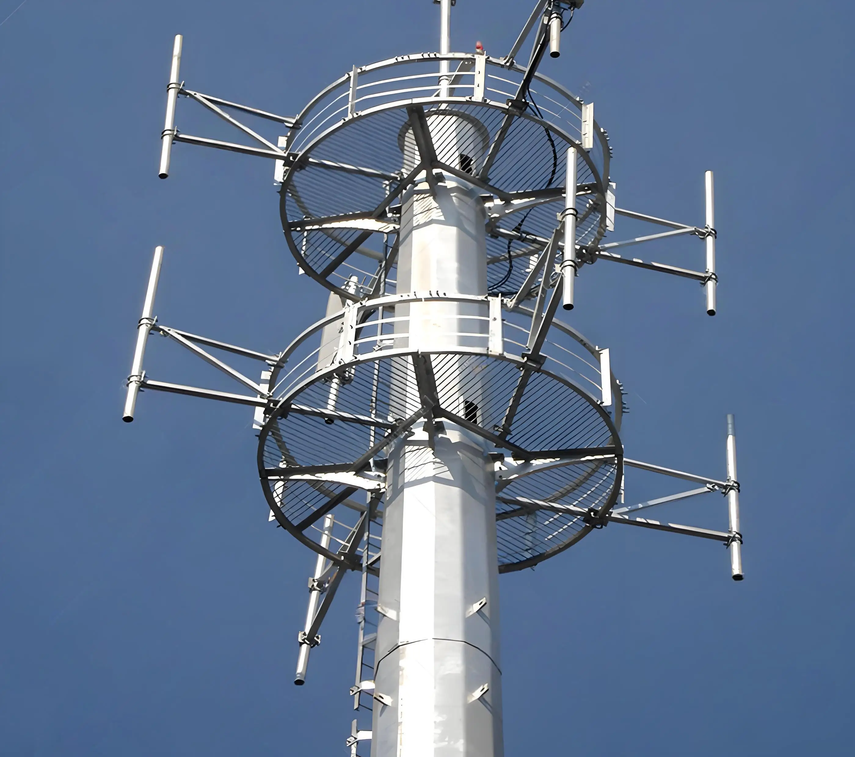 Premium High Quality Galvanized Steel Monopole Tower Round Tube Pneumatic Pump Lifting Communication Telecommunication Towers