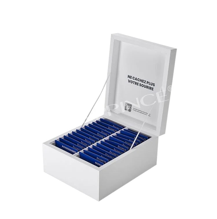 Luxury Cardboard Magnetic Orthodontic Bracket Box Large 24 Steps Teeth Clear Aligner Dental Packaging Paper Box With Dividers