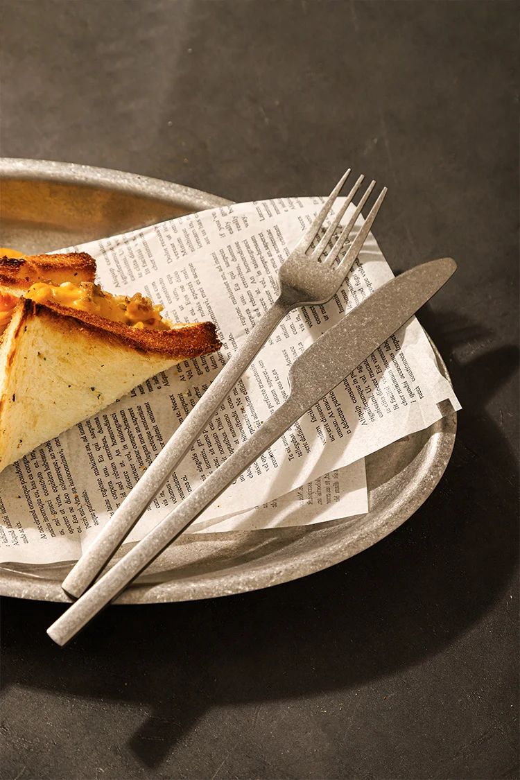 Retro Style Snowflake Gray High Quality Hotel Canteen Camping Stainless Steel Knife Coffee Serve Spoon and Fork Flatware Set