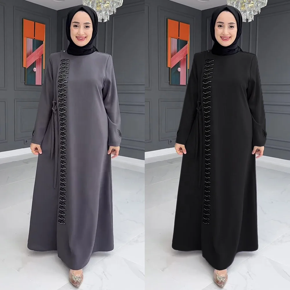 Winter Modest Muslim Solid Abaya  Islamic Clothing Plus Size Abaya Front Zipper Open Cardigan Kaftan Turkish Dubai Muslim Dress