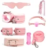 Ensemble sept pièces rose en cuir pelucheux (sac)