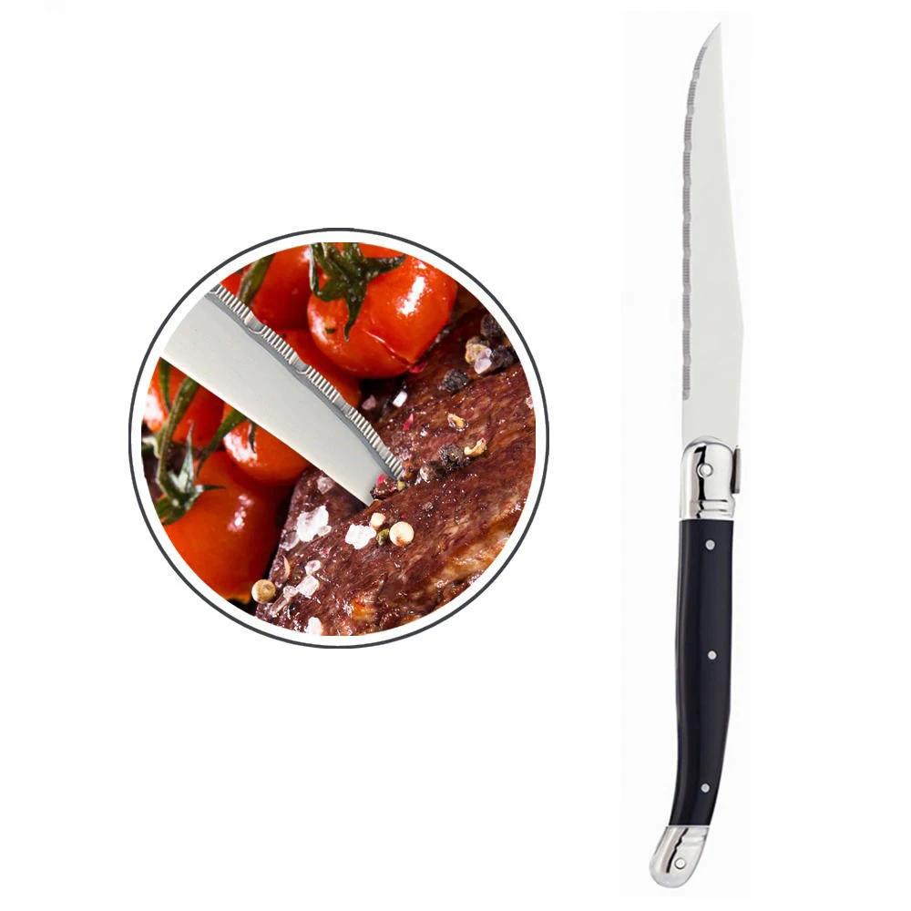 Steak Knife Black Abs Handle Steak Knife Polishing Blade Steak Knife