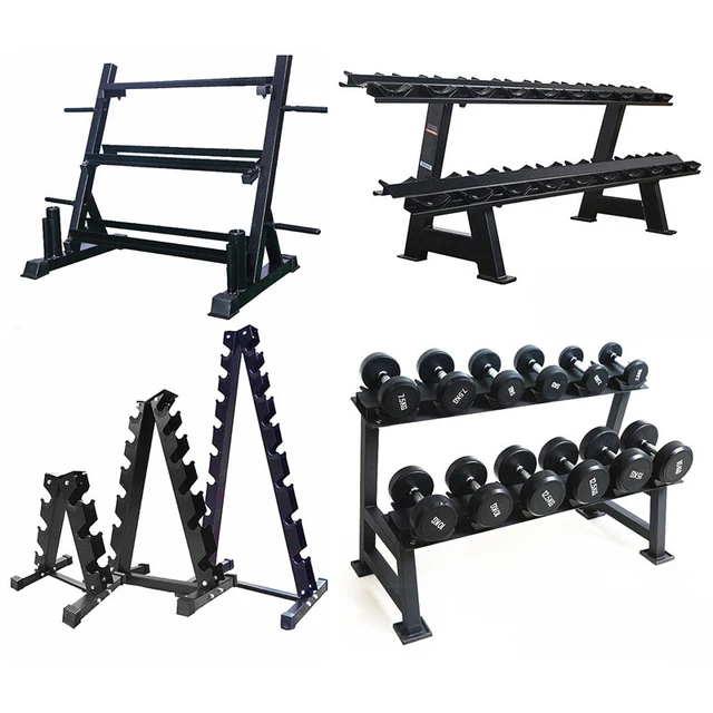 Professional Gym Foldable Double-Layer Steel Frame Dumbbell Rack Set with 3-10 Pairs Storage Eco-friendly Home Use