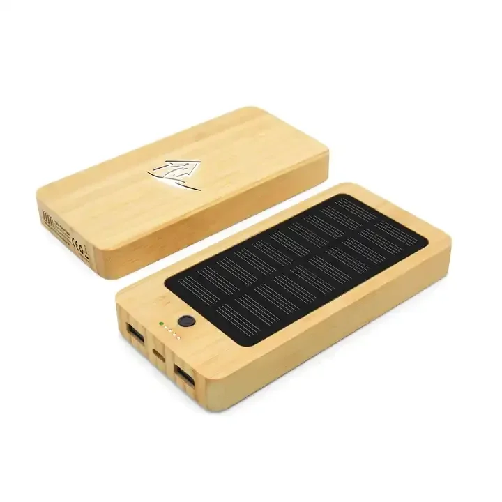 Eco-Friendly Bamboo Wireless Power Bank 10000mAh - Solar Charging, Quick  Charge & LED Display for Outdoor Use