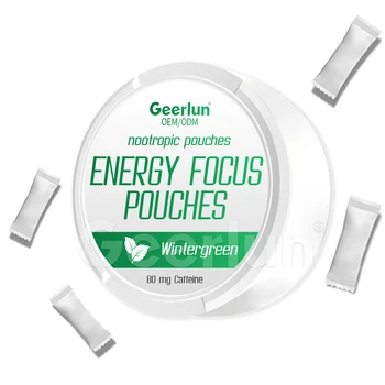 OEM Wholesale Wintergreen Focus Caffeine Pouches High Energy Nerve Support Caffeine Nootropic Pouches Sugar Free