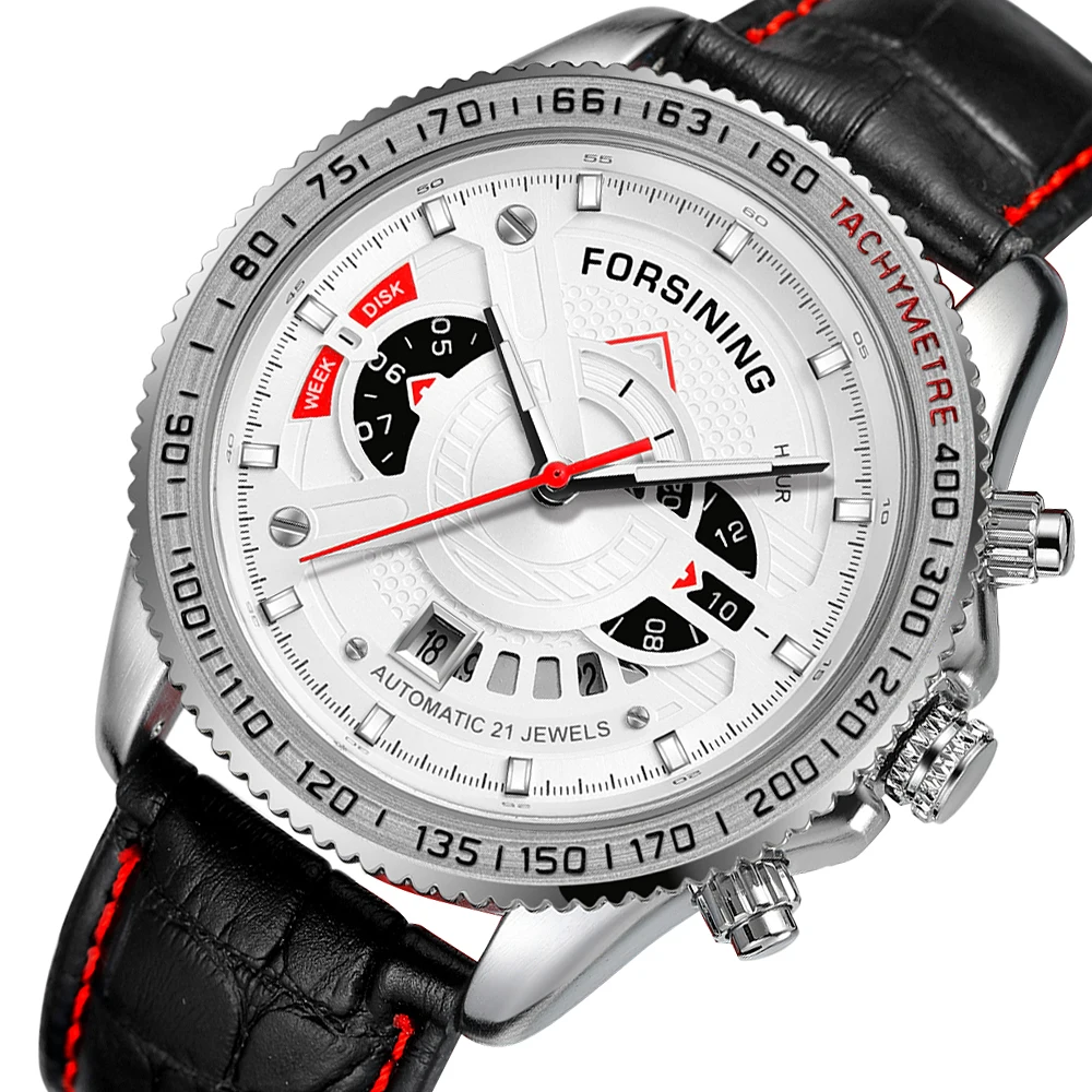 FORSINING FSG8206 Popular Shenzhen Gents Quartz Watch Exclusive PU Leather Strap Waterproof Calender Moq 1 Travel Watch Kit