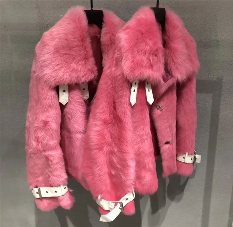 Luxury Women Real Sheep Fur Coat Winter Warm Genuine Tuscany