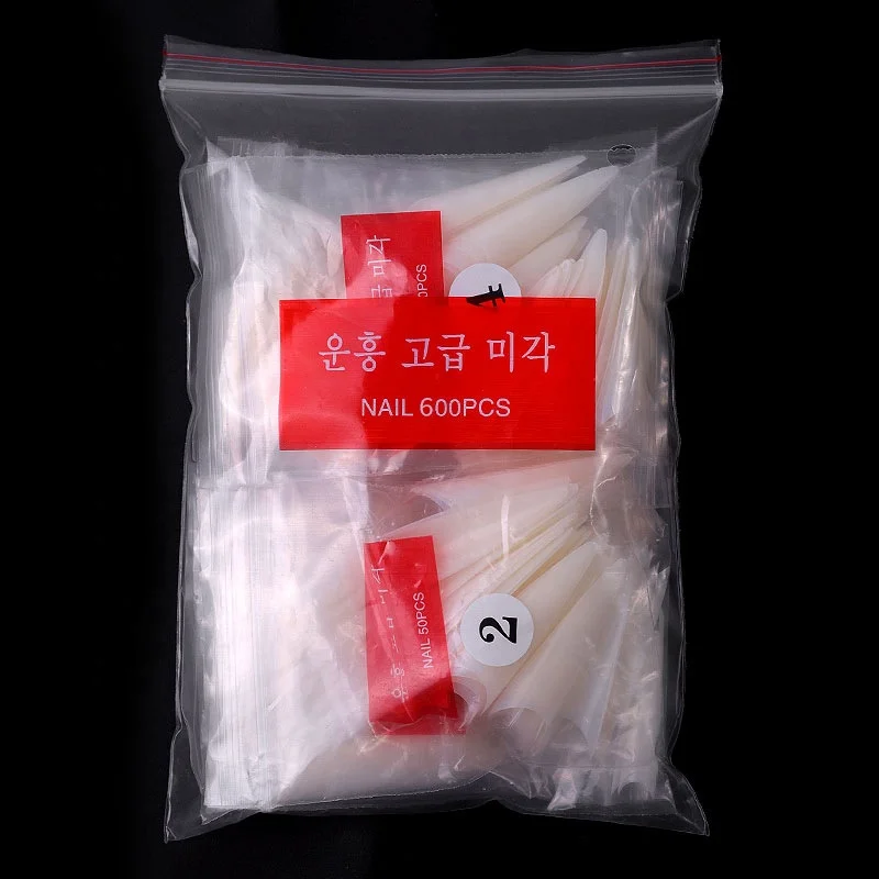 Акриловые накладные ногти средней длины на шпильке легкие гробные острые для салона