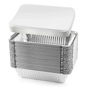 Barbecue Packaging Container Silvery  Aluminum F211 210*143*48mm 900ml Disposable Aluminum Foil PET Plastic Lid Baking 8g