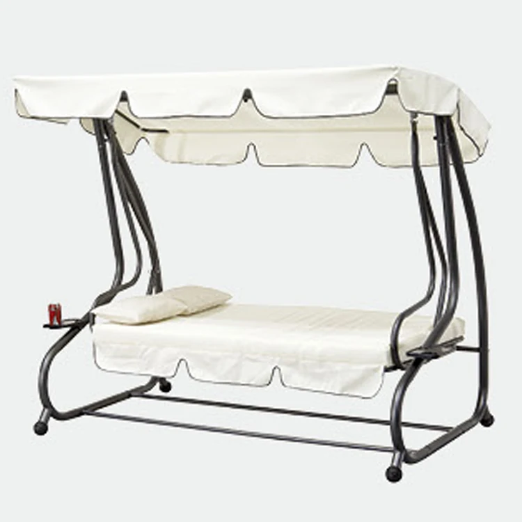 2021 Wholesale Garden Swing Bed With Canopy 3 Bed Outdoor Swing Bed For