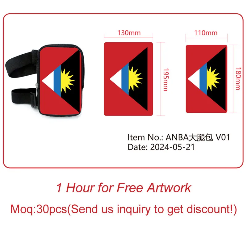 Factory Custom PU Leather Country Flag Thigh Bag for Carnival Outdoor Waterproof Leg Bag Waist Bag