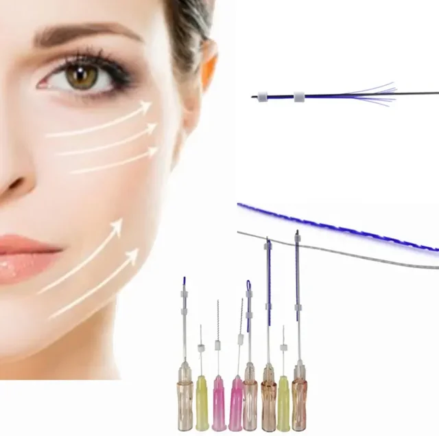 Cosmetic Sharp Needle Face Lift For Skin Lift6D Cog Thread Pdo 21G 50mm