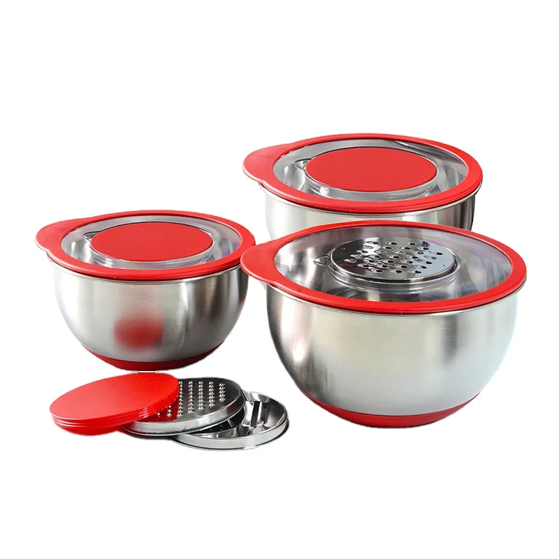 Customized Non-Slip Mixing Bowl Set with Grater Lid Stainless Steel Polished Eco-Friendly Metal Eco-Friendly Features