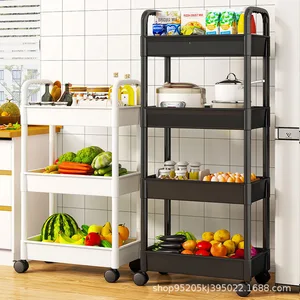 Wheeled Trolley Toilet Storage Rack Living Room Floor Mobile Snack Storage Rack Multi-layer Household Storage Rack