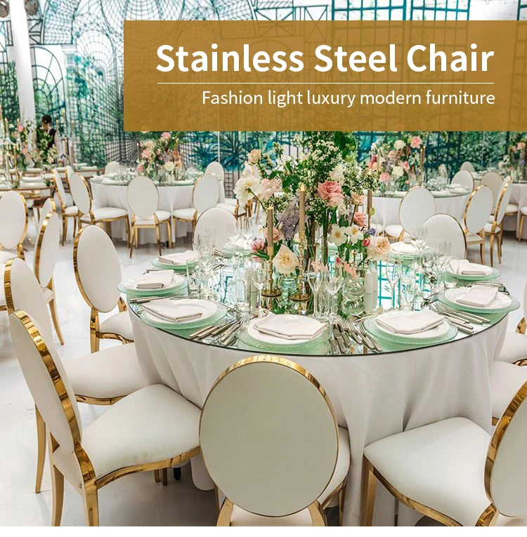 Wholesale Luxury Event Furniture Stackable Hotel Banquet Dining Chair Gold Stainless Steel