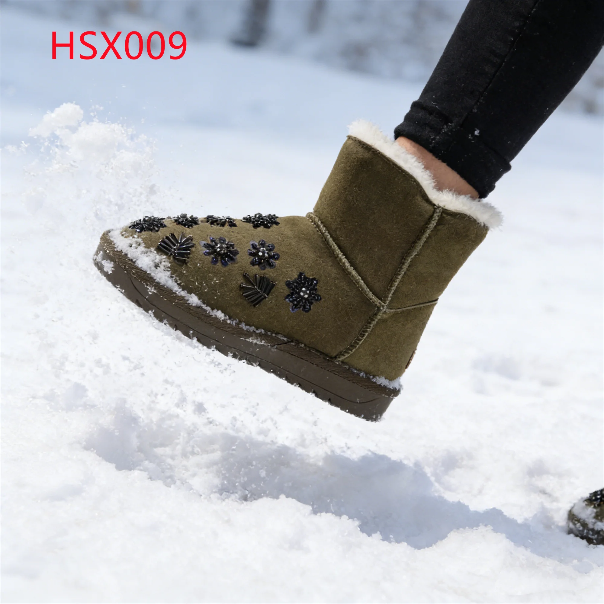 HY,Cold Region Warm Real Wool Soft Women Brown Snow Boots Korean Popular Famous Brand Frost Resistant Ankle Warm Boots HSX009