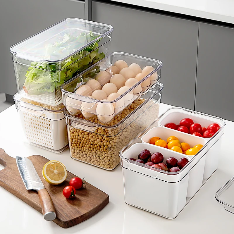 Stackable Transparent Food Storage Box Refrigerator Storage Box Drawer  Storage Box Refrigerator Fruit and Vegetable Storage Box