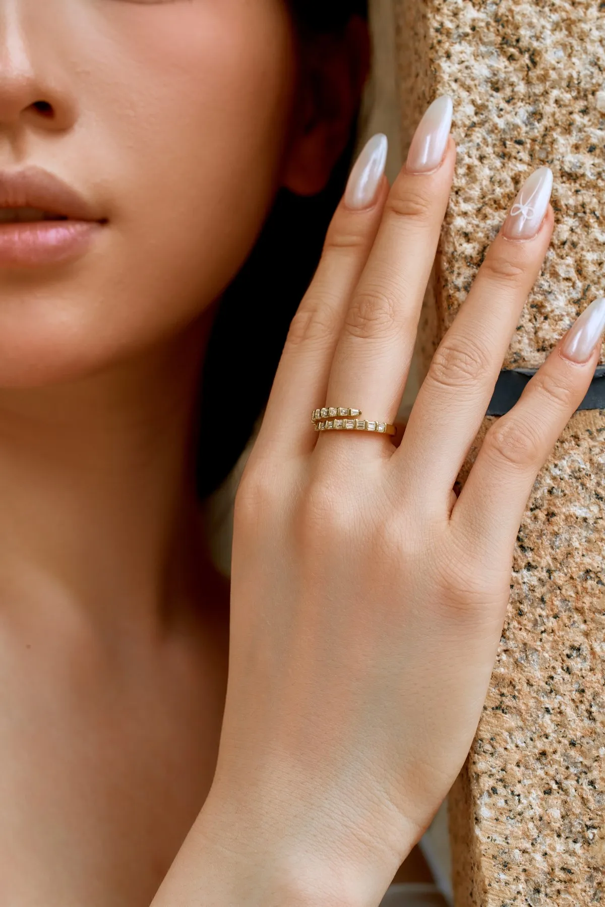 KAKODIY Luxury 18K Gold Plated Eternity Band Baguette Round Cubic Zirconia Sonker Women's Ring 925 Sterling Silver Ring detail 4